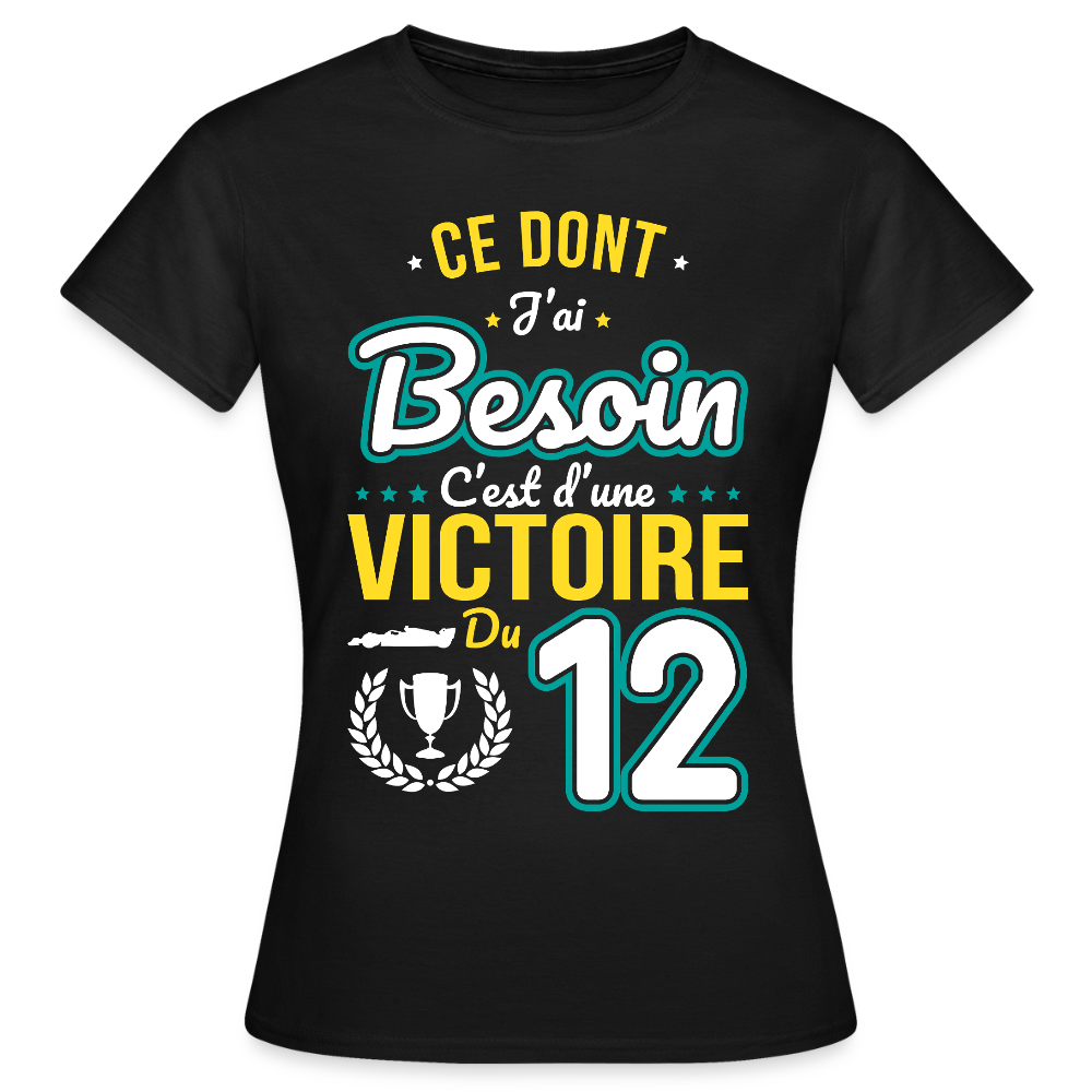 T-shirt Femme - Ce dont j'ai besoin c'est d'une victoire du 12 - noir