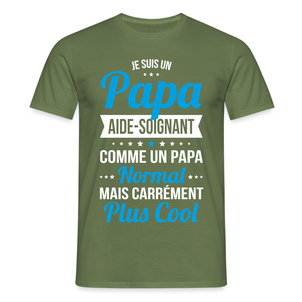 T-shirt Homme - Papa aide-soignant plus cool - vert militaire