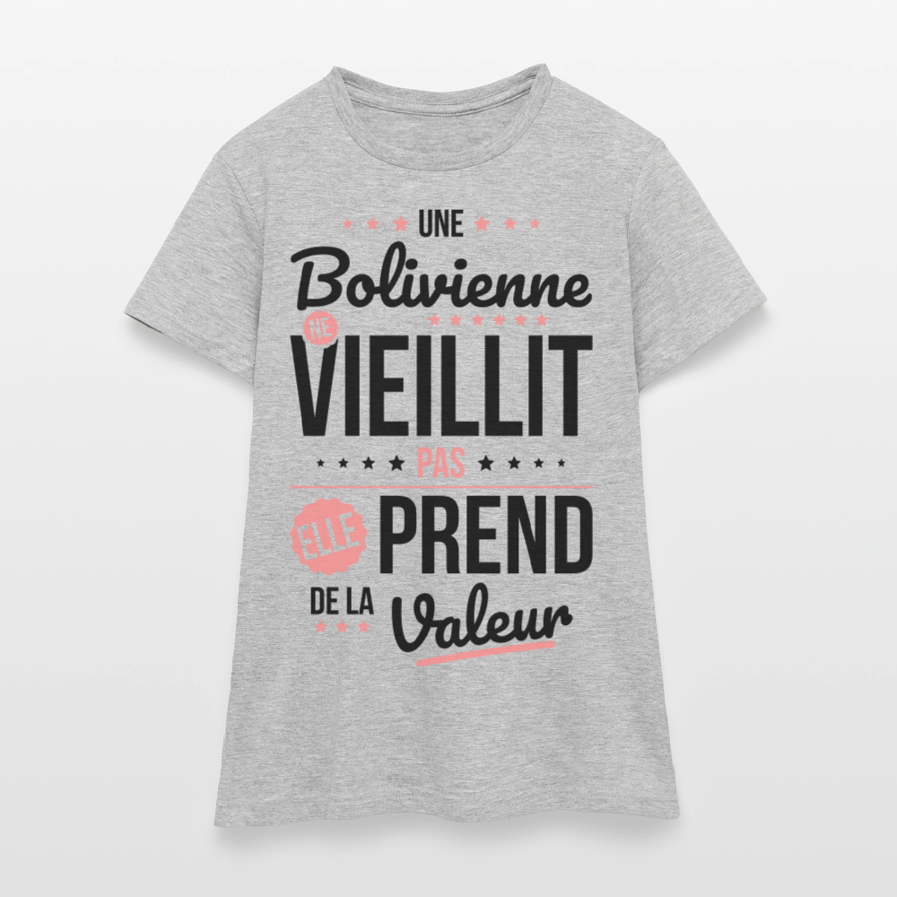 T-shirt Femme - Une Bolivienne ne vieillit pas - gris chiné