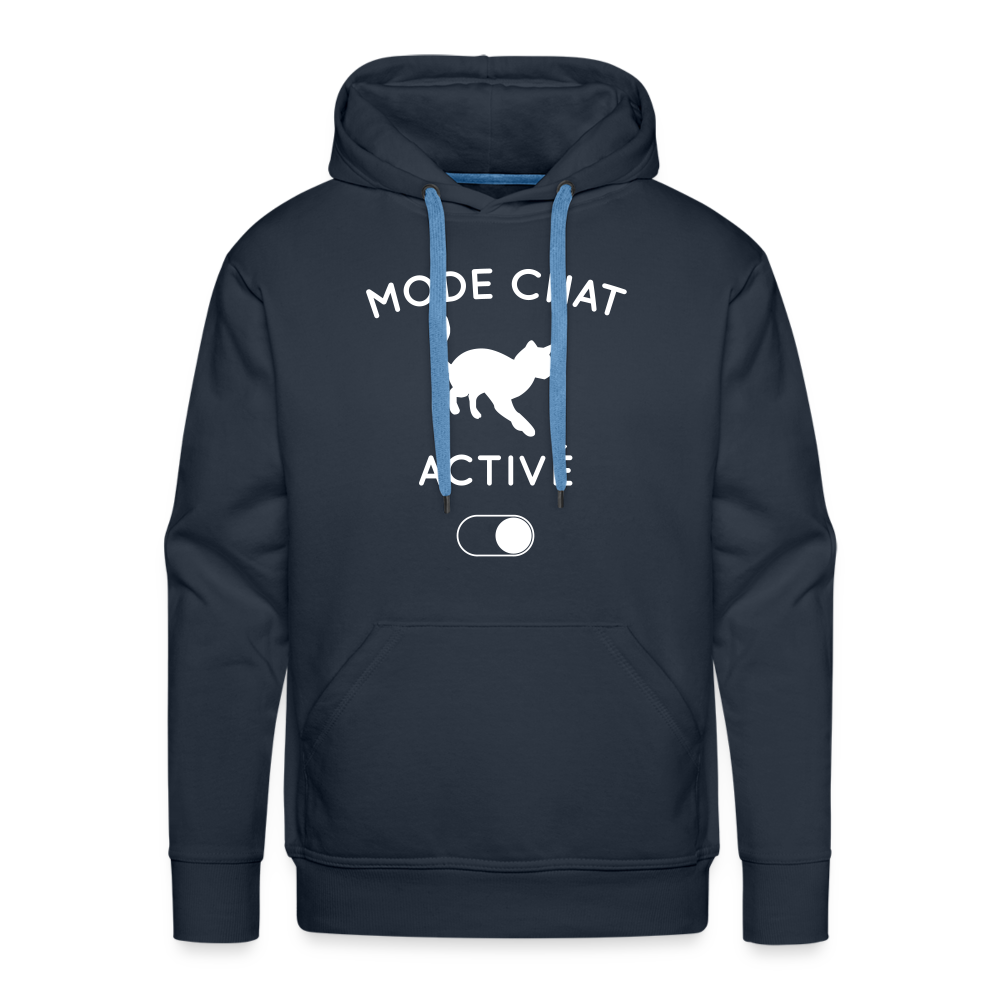 Sweat à capuche Premium Homme - Mode chat activé - marine