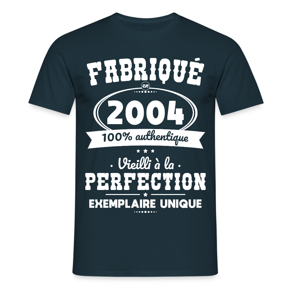 T-shirt Homme - Anniversaire 21 Ans - Fabriqué en 2004 - marine