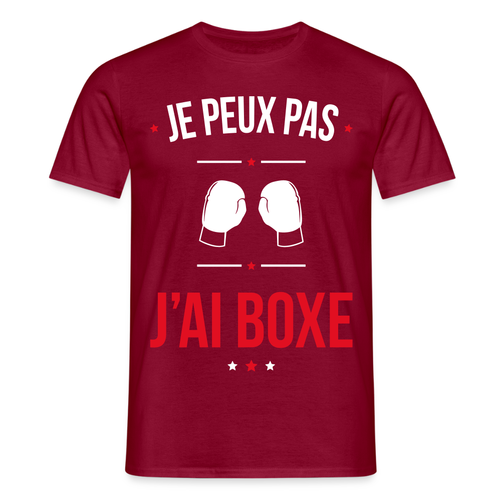 T-shirt Homme - Je peux pas j'ai Boxe - rouge brique