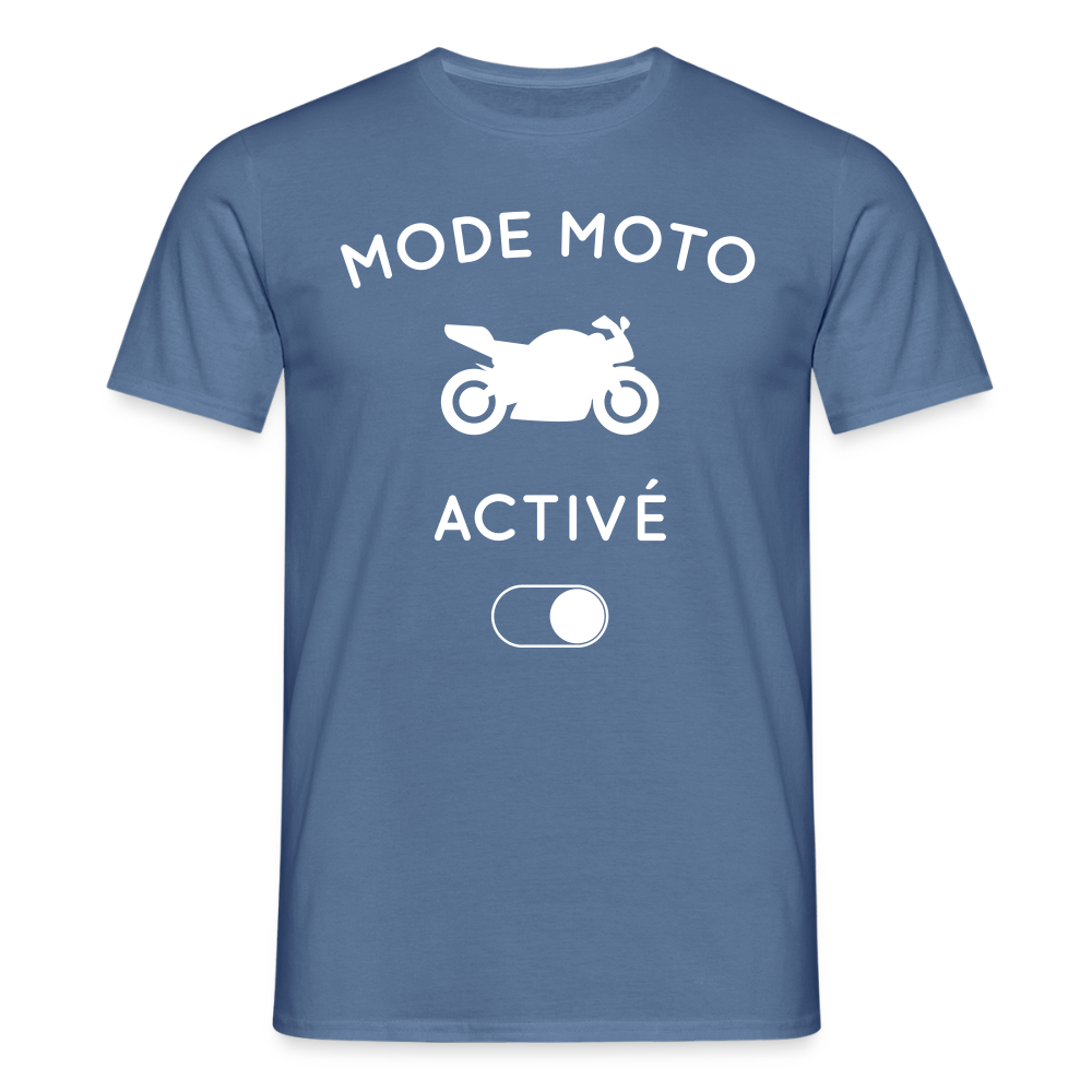 T-shirt Homme - Mode moto activé - bleu pigeon