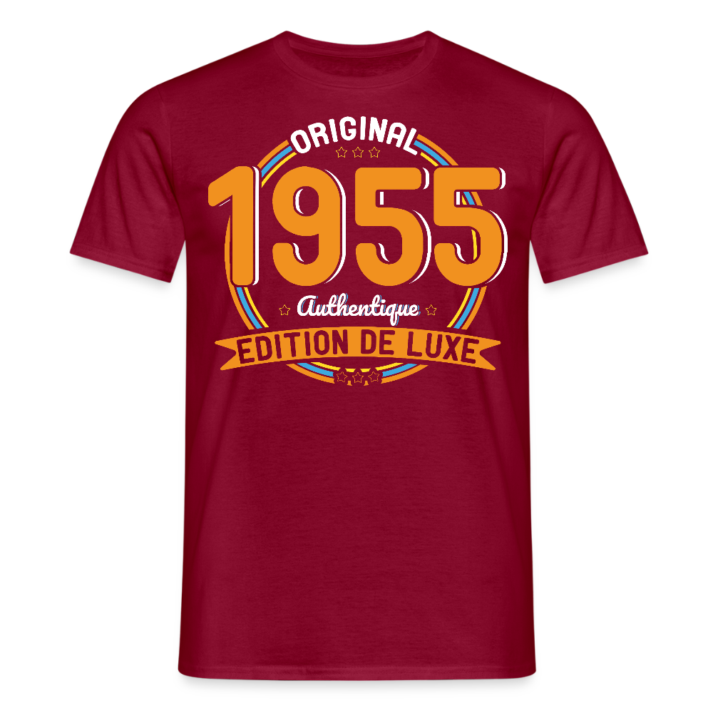 T-shirt Homme - Anniversaire 70 Ans - Original 1955 Authentique - rouge brique