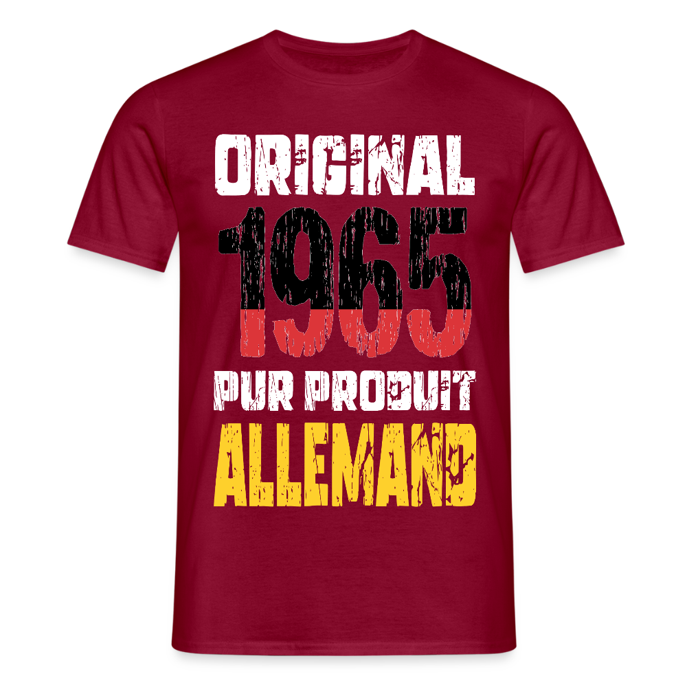 T-shirt Homme - Anniversaire 60 Ans - Original 1965 - Pur produit Allemand - rouge brique
