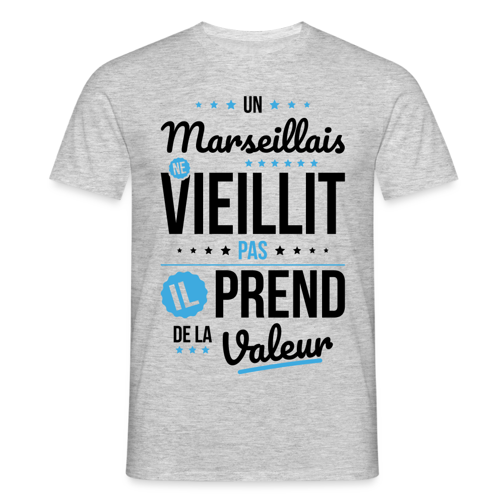 T-shirt Homme - Un Marseillais ne vieillit pas - gris chiné
