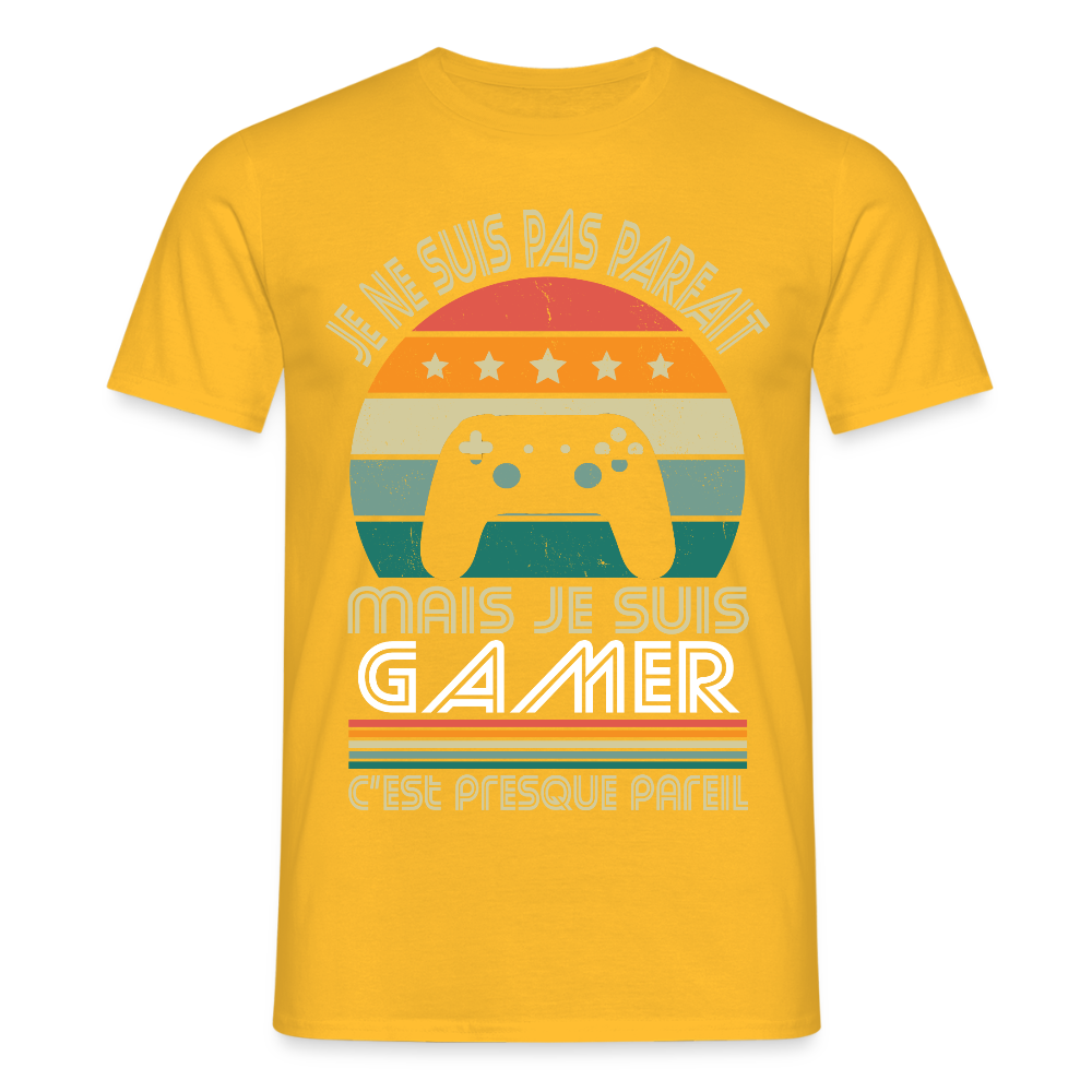 T-shirt Homme - Je ne suis pas parfait mais je suis Gamer - jaune