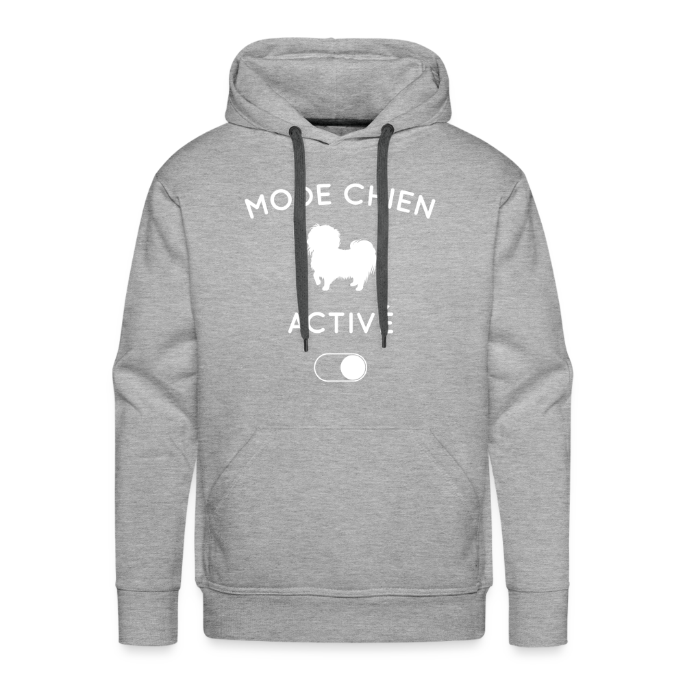 Sweat à capuche Premium Homme - Mode chien activé - gris chiné