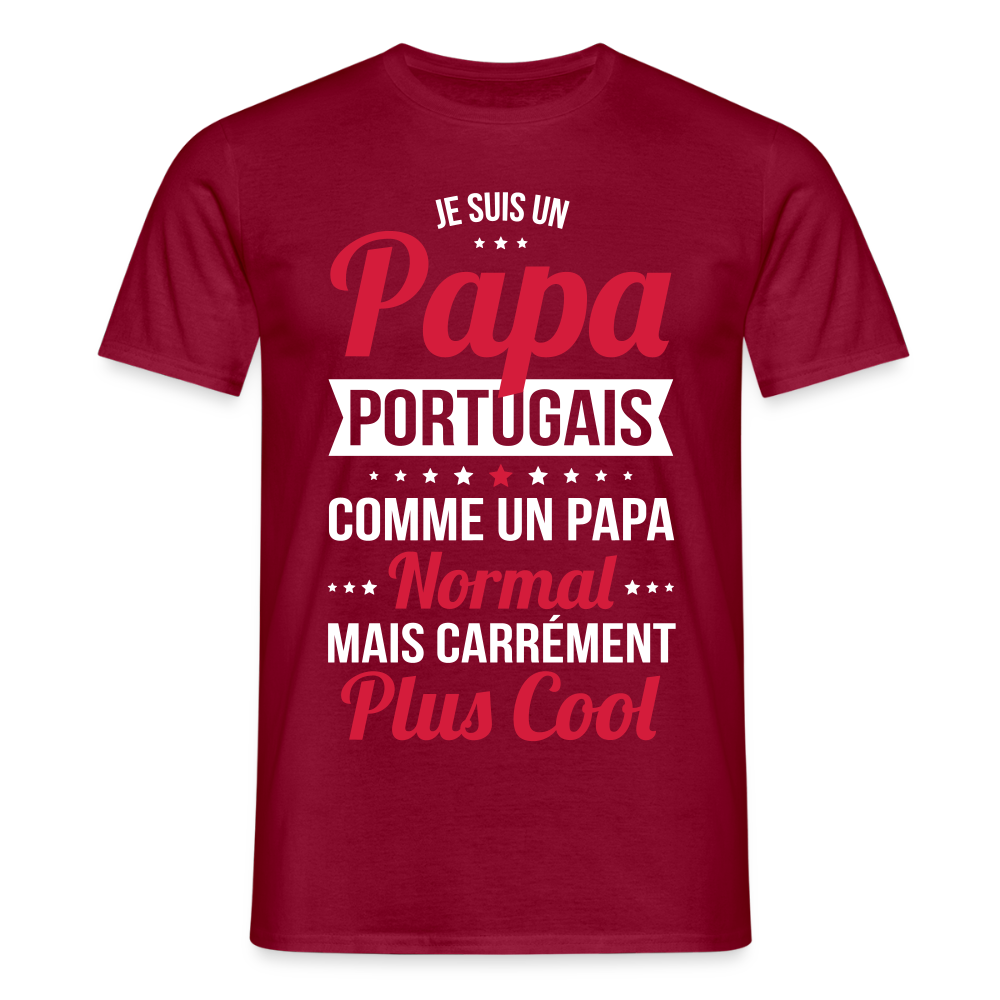 T-shirt Homme - Papa Portugais Plus Cool - rouge brique