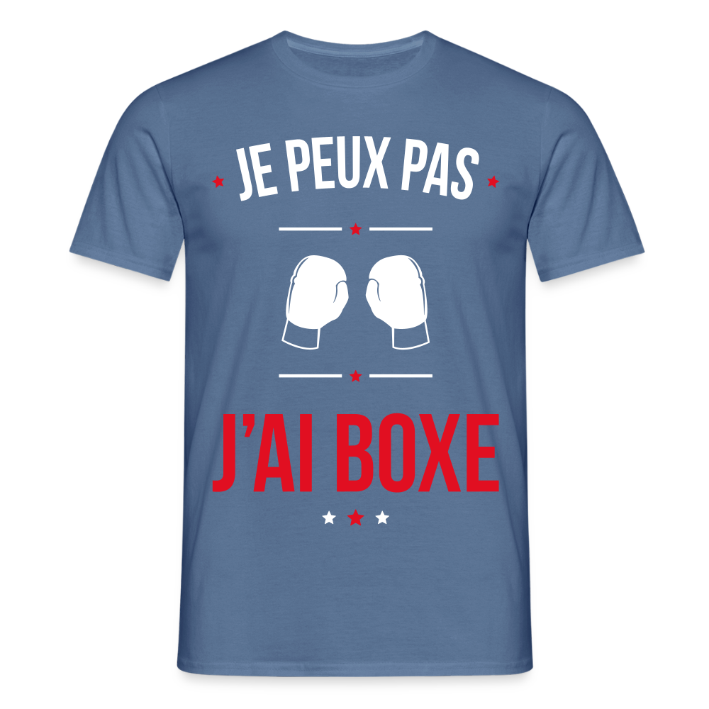 T-shirt Homme - Je peux pas j'ai Boxe - bleu pigeon