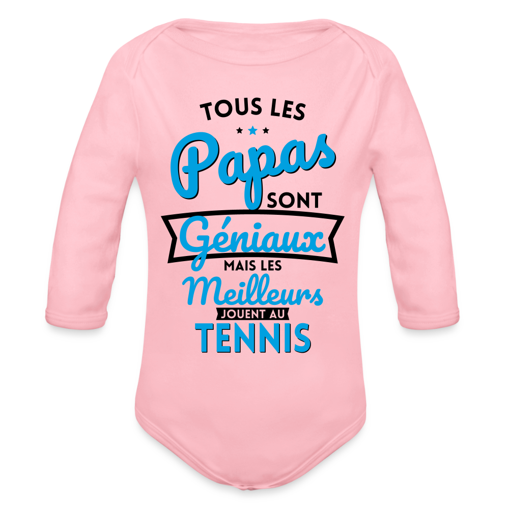 Body Bébé bio manches longues - les meilleurs jouent au tennis - rose clair