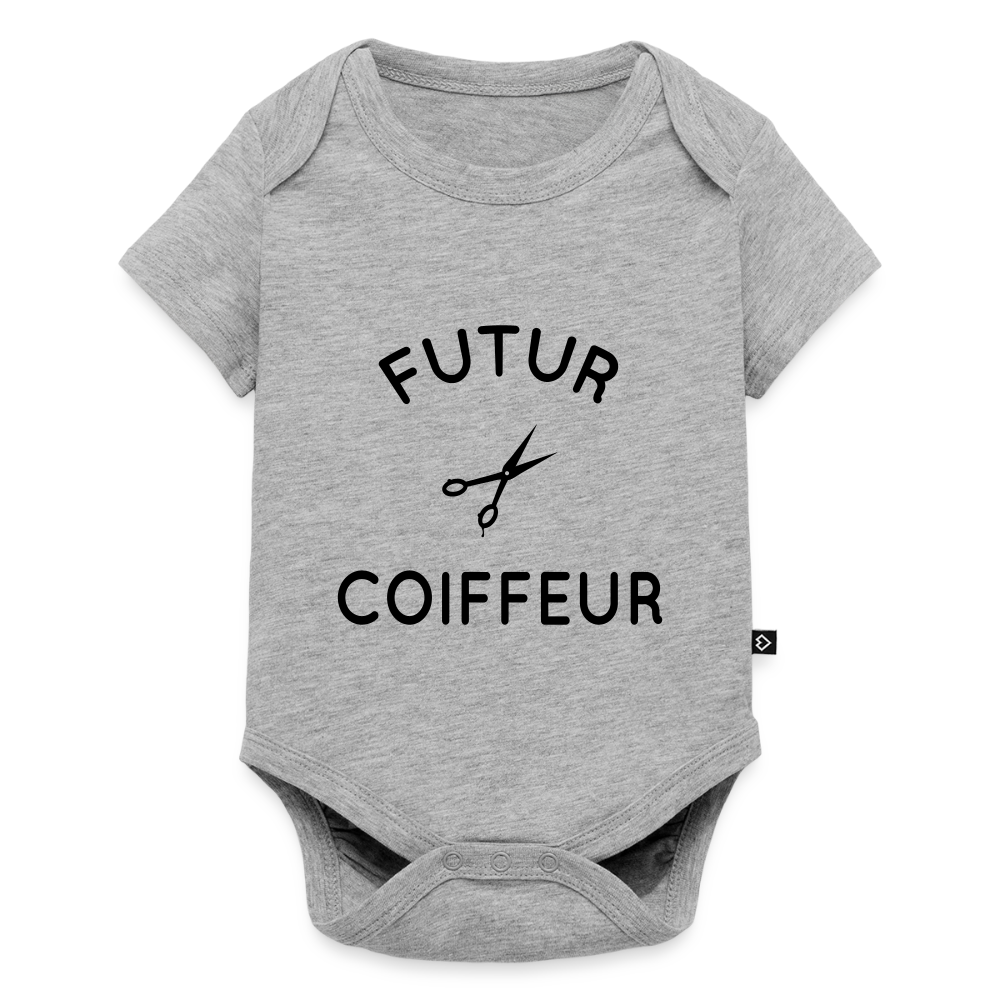 Body Bébé bio manches courtes - Futur coiffeur - gris chiné