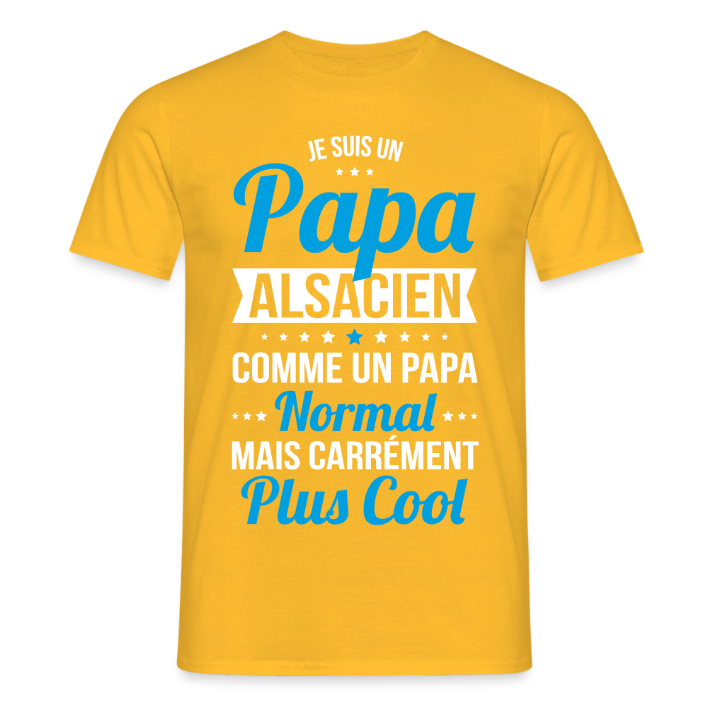 T-shirt Homme - Papa Alsacien Plus Cool - jaune