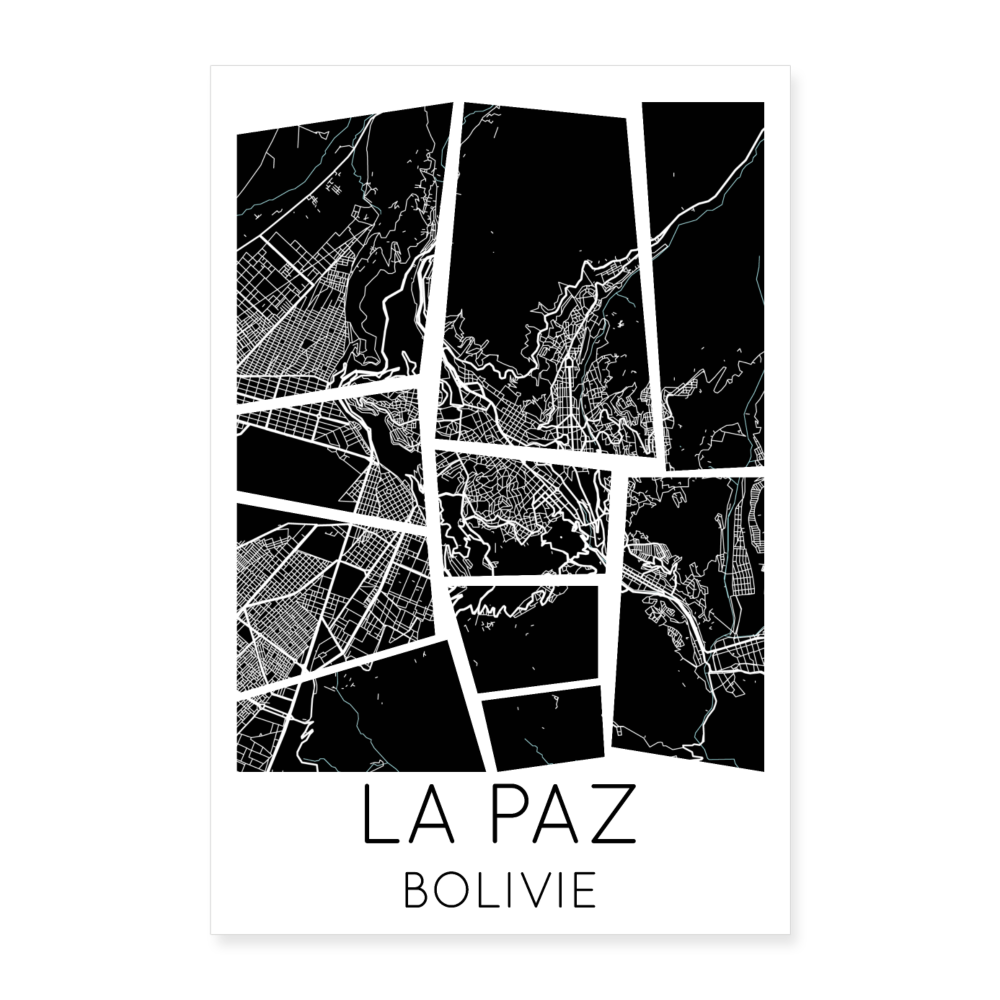 Poster La Paz - Plan La Paz - 40 x 60 cm - blanc