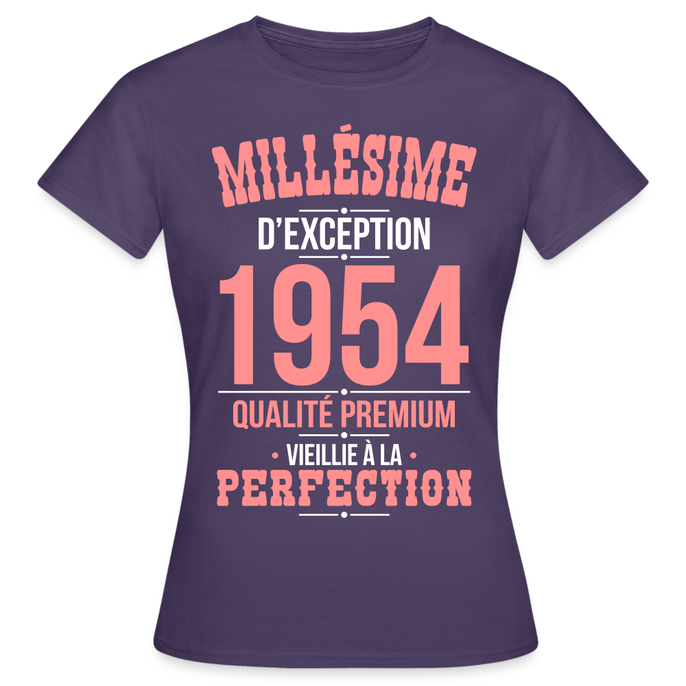 T-shirt Femme - Anniversaire 71 Ans - Millésime 1954 - violet foncé
