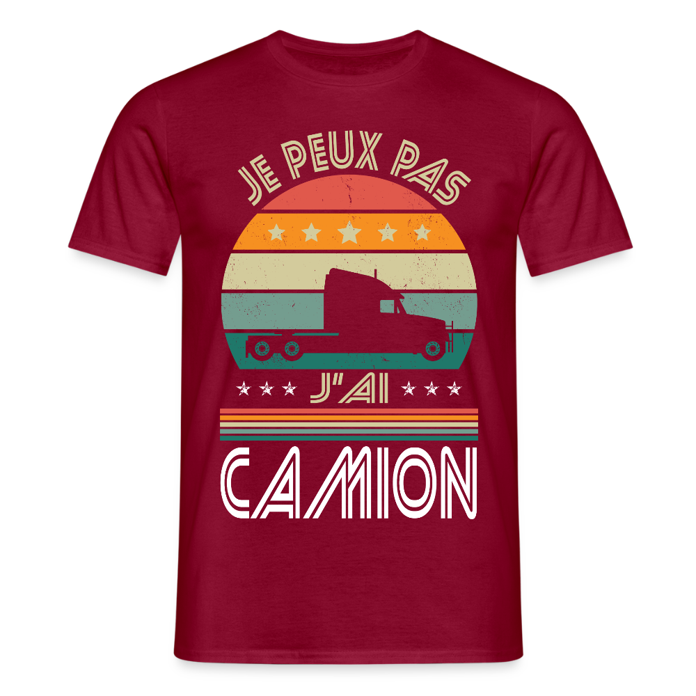 T-shirt Homme - Je peux pas j'ai Camion - rouge brique
