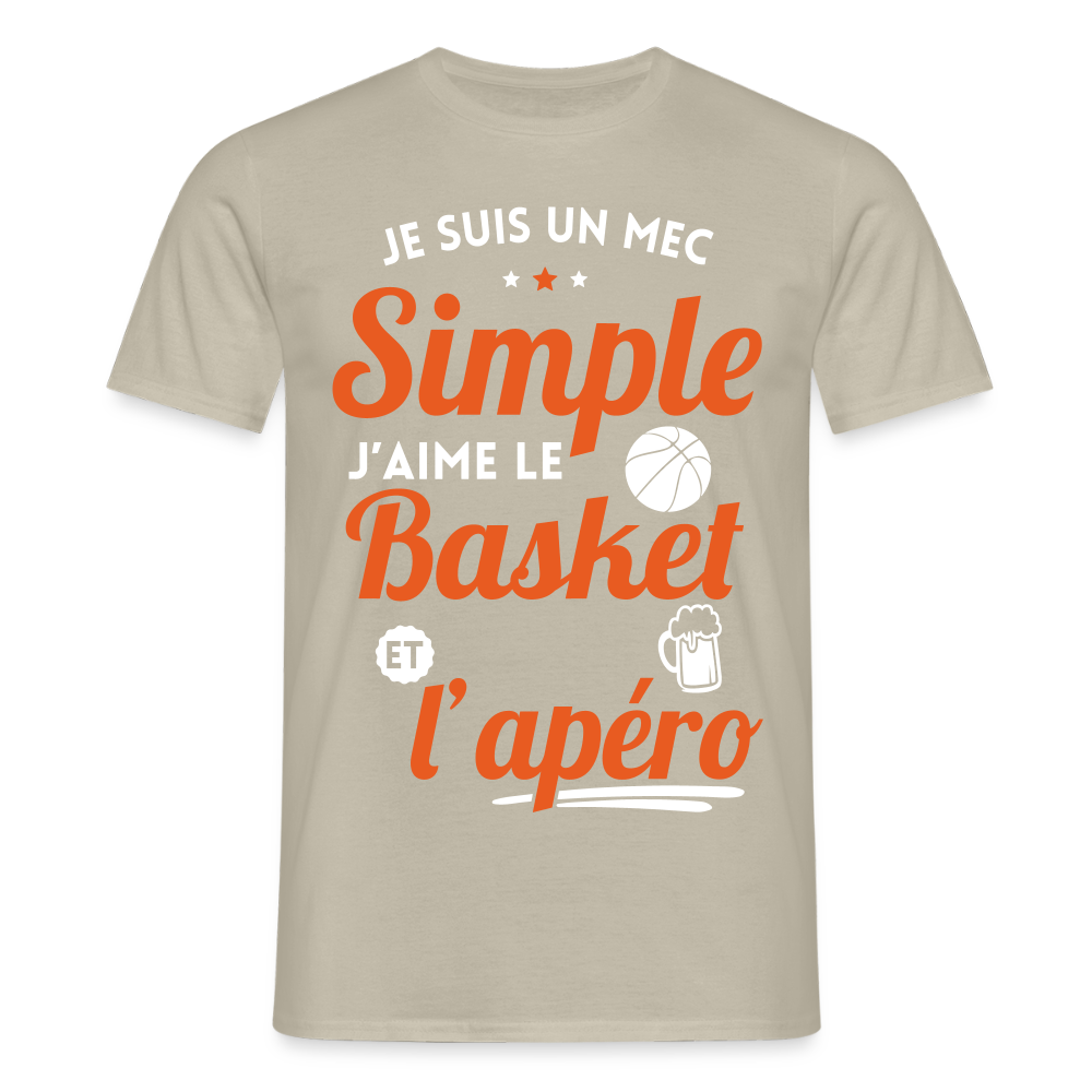 T-shirt Homme - J'aime le basket et l'apéro - beige sable