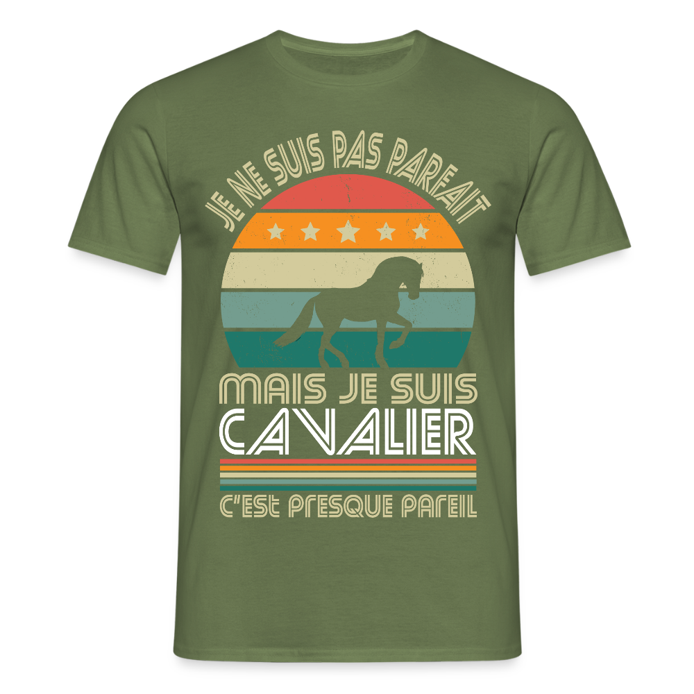 T-shirt Homme - Je ne suis pas parfait mais je suis Cavalier - vert militaire