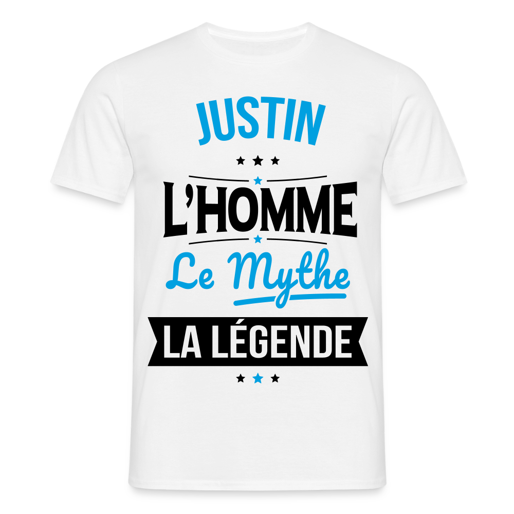 T-shirt Homme - Justin - l'Homme - le Mythe - la Légende - blanc