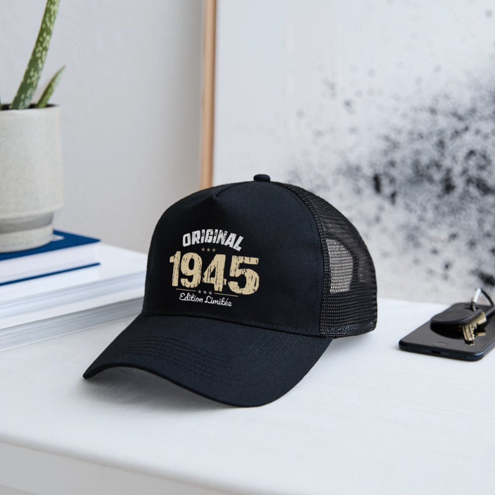 Casquette Trucker - Anniversaire 80 Ans - Original 1945 - noir/noir