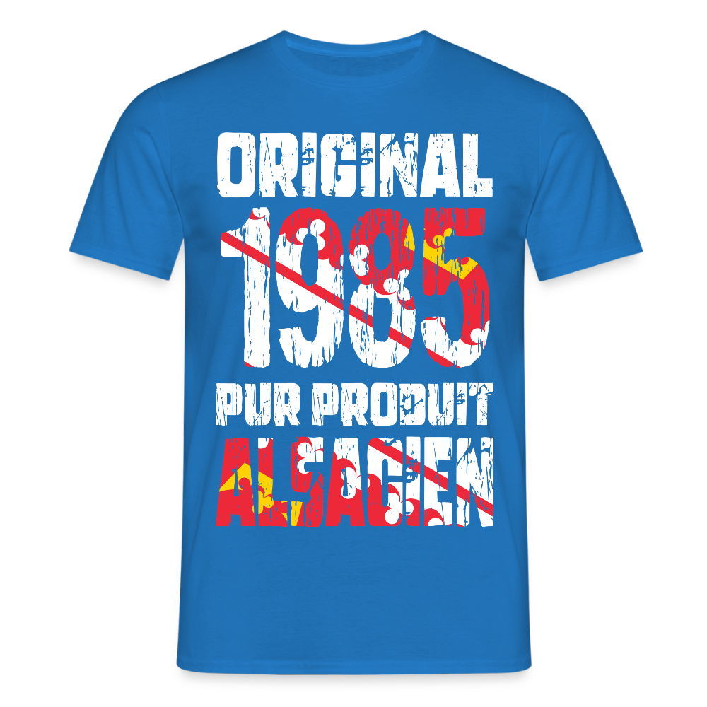 T-shirt Homme - Anniversaire 40 Ans - Original 1985 - Pur produit Alsacien - bleu royal