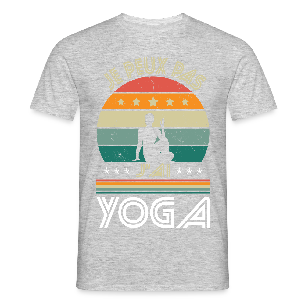 T-shirt Homme - Je peux pas j'ai Yoga - gris chiné