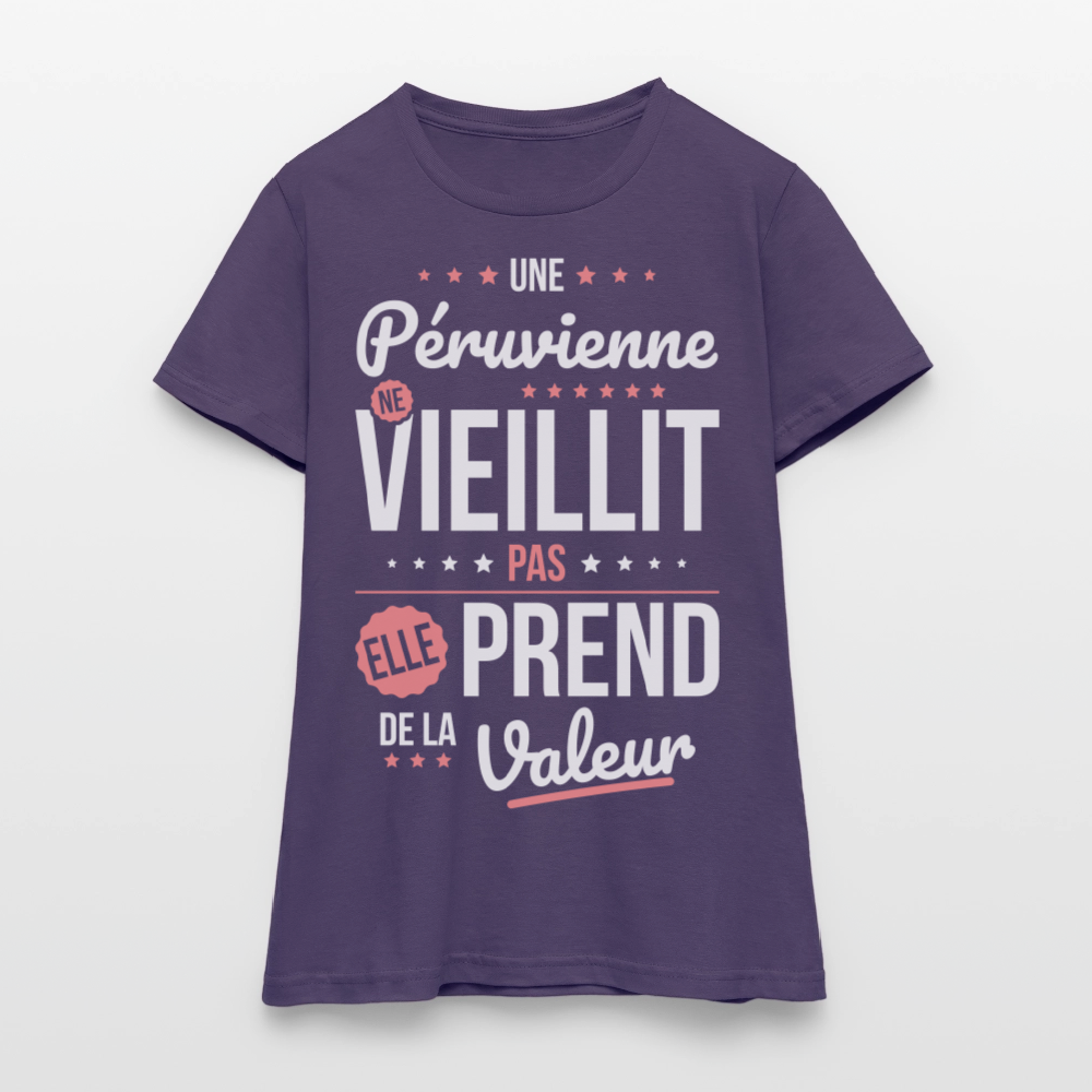 T-shirt Femme - Une Péruvienne ne vieillit pas - violet foncé