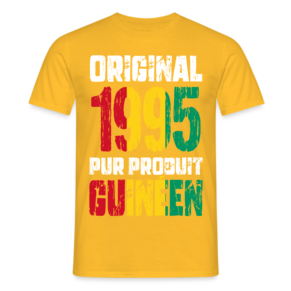 T-shirt Homme - Anniversaire 30 Ans - Original 1995 - Pur produit Guinéen - jaune