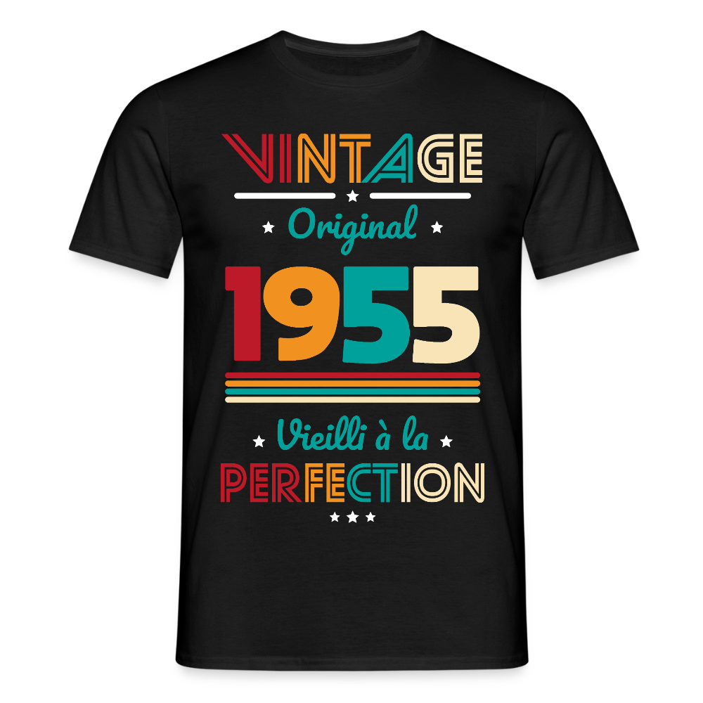 T-shirt Homme - Anniversaire 70 Ans - Vintage Original 1955 - noir