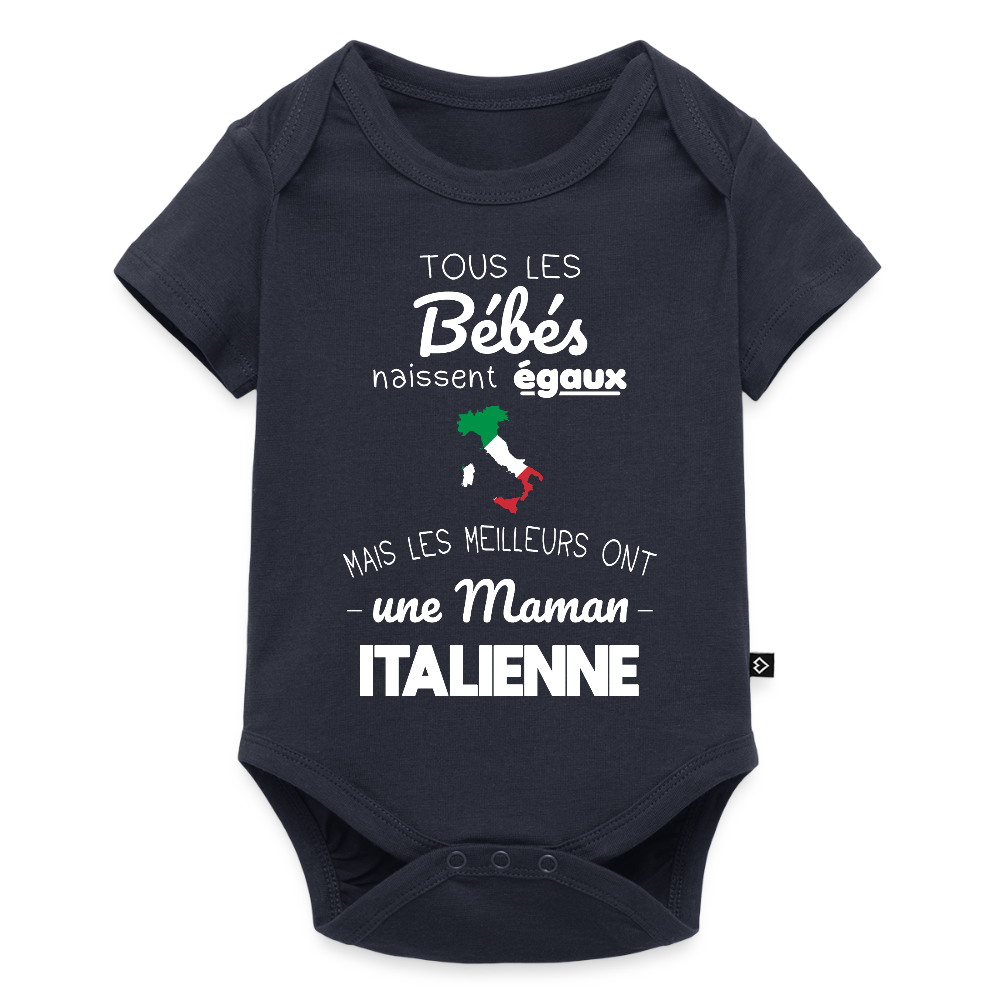 Body Bébé bio manches courtes - Les Meilleurs Ont Une Maman Italienne - bleu marine