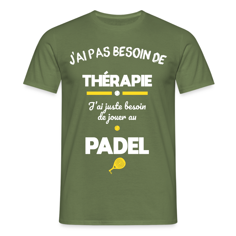 T-shirt Homme - Besoin De Jouer Au Padel - vert militaire