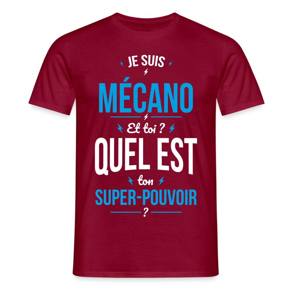T-shirt Homme - Je suis mécano - Super-pouvoir - rouge brique