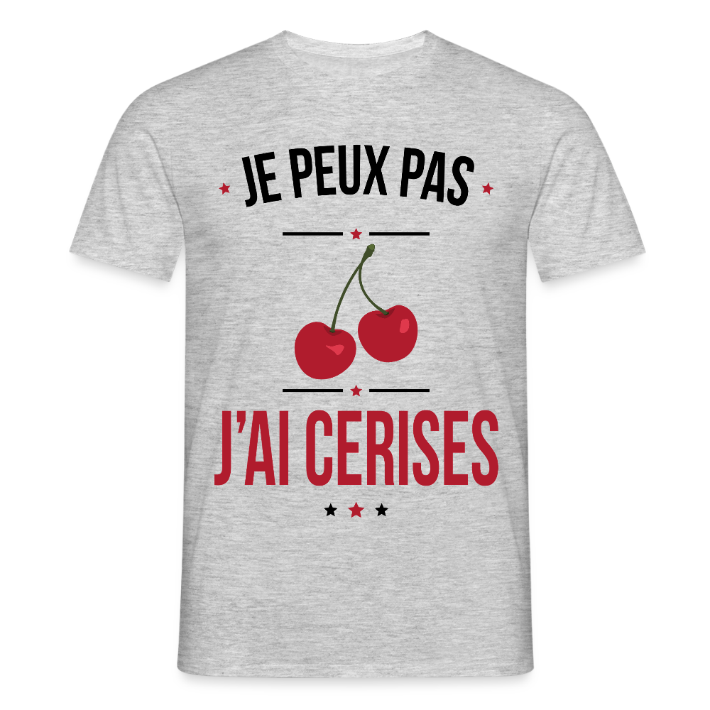 T-shirt Homme - Je peux pas j'ai cerises - gris chiné