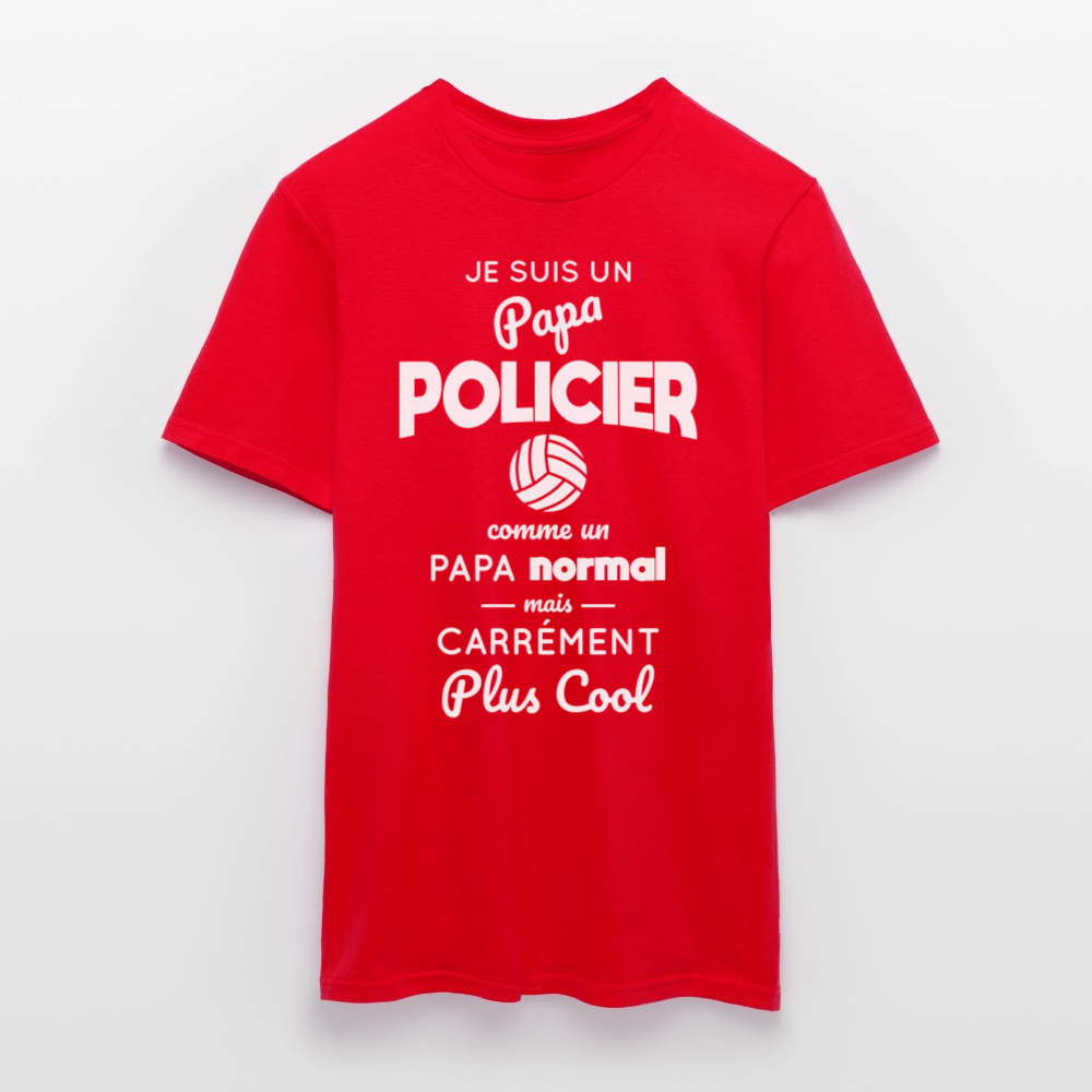 T-shirt Homme - Papa policier plus cool - rouge