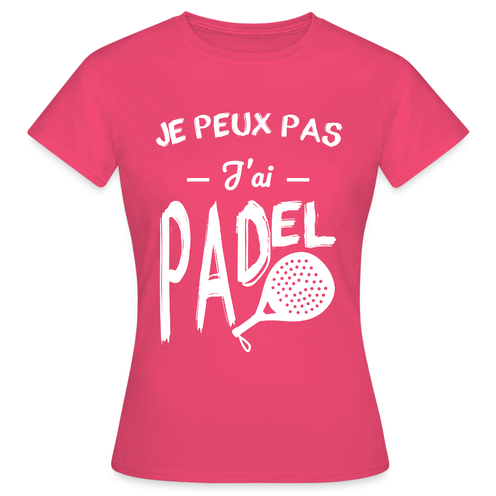 T-shirt padel Femme - Je peux pas j'ai padel - rose azalée