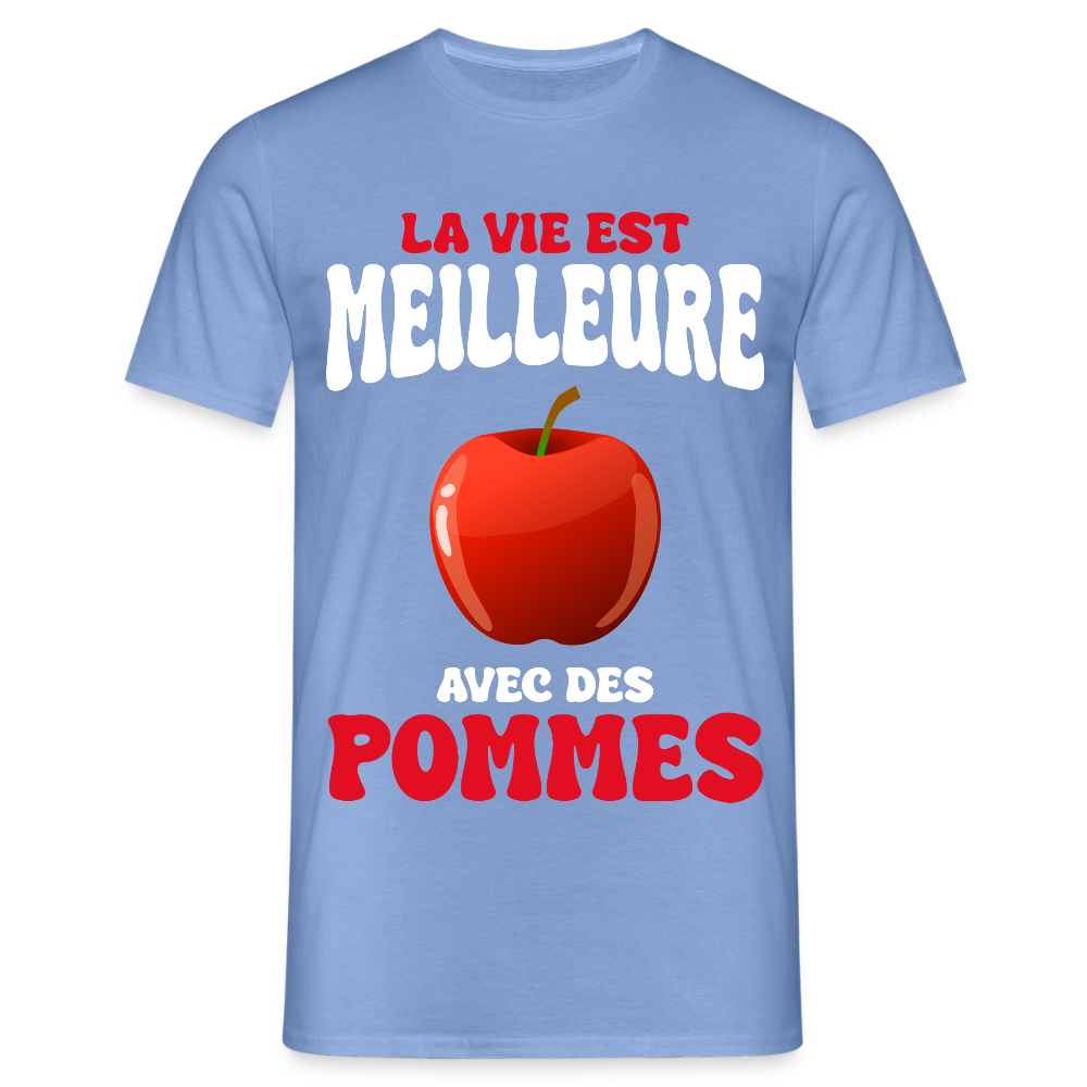 T-shirt Homme - La vie est meilleure avec des pommes - carolina blue