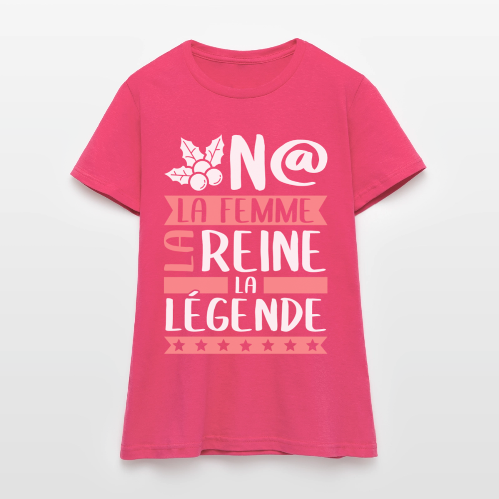 T-shirt femme Oona rébus – La femme, la reine, la légende - rose azalée