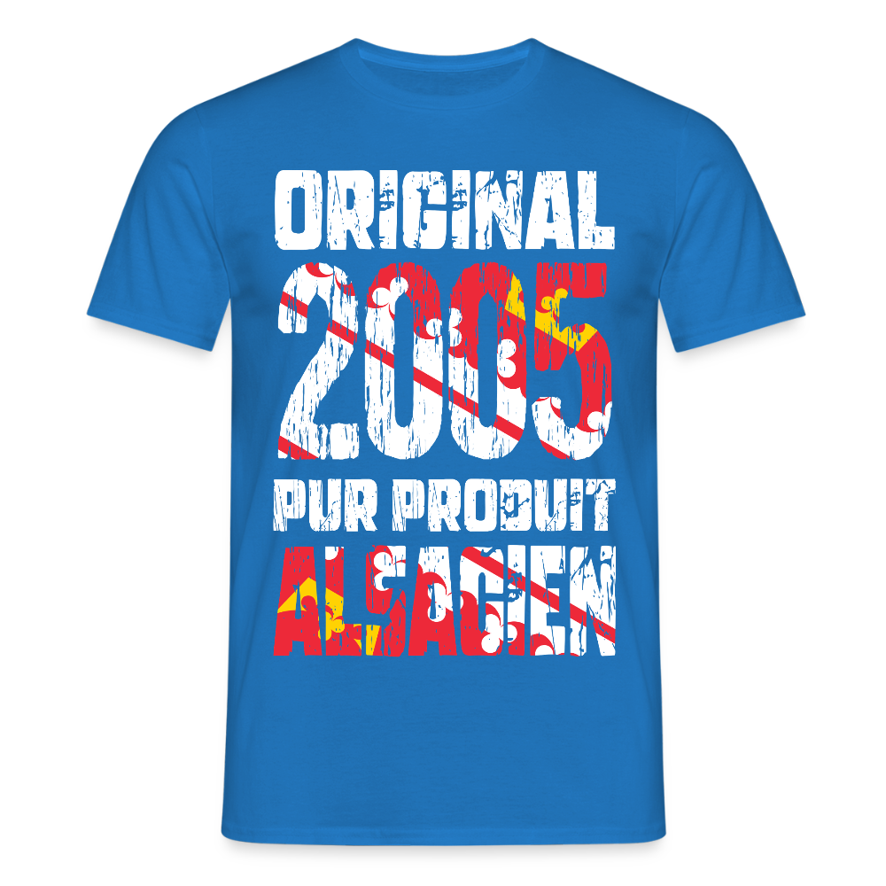 T-shirt Homme - Anniversaire 20 Ans - Original 2005 - Pur produit Alsacien - bleu royal
