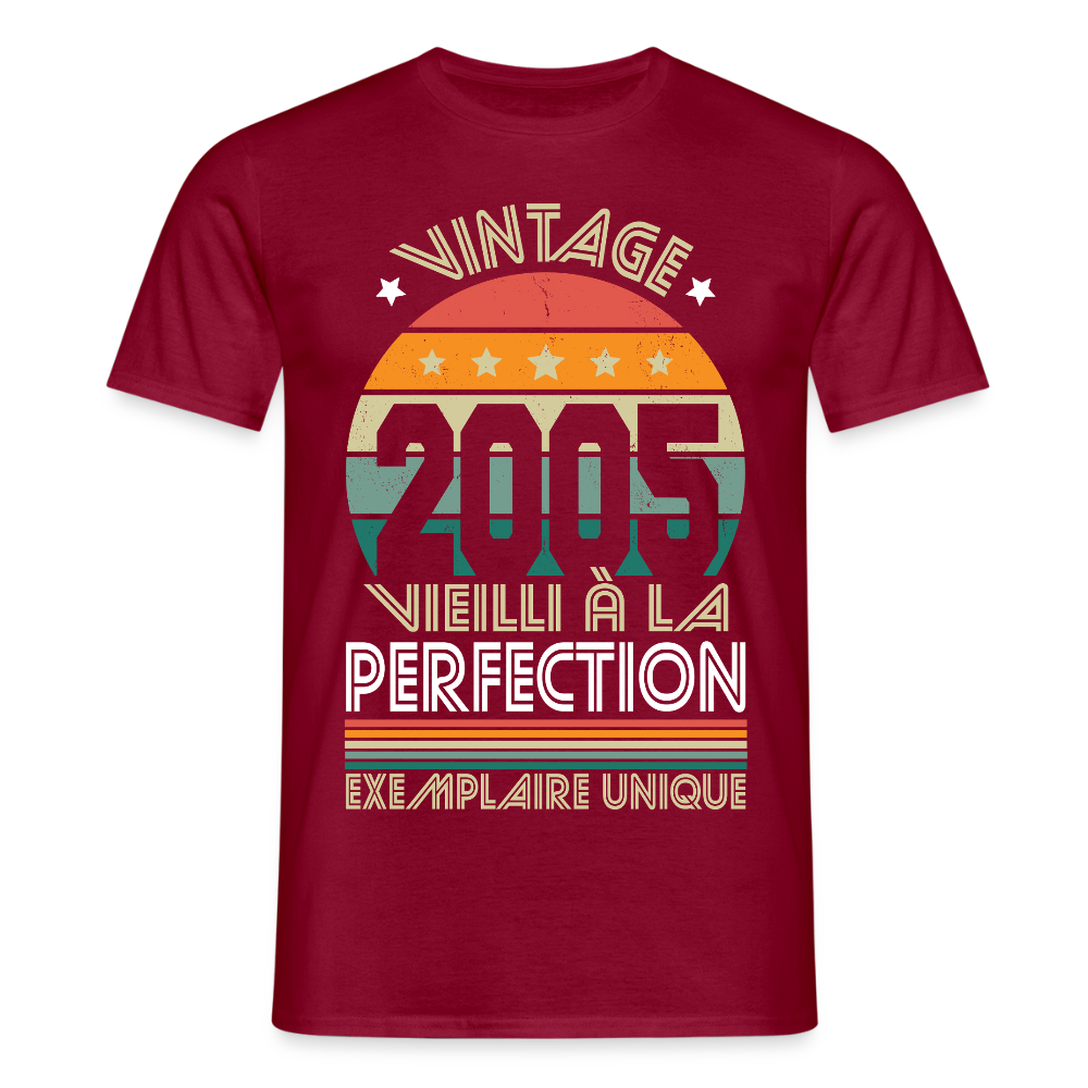T-shirt Homme - Anniversaire 20 Ans - Vintage 2005 - rouge brique