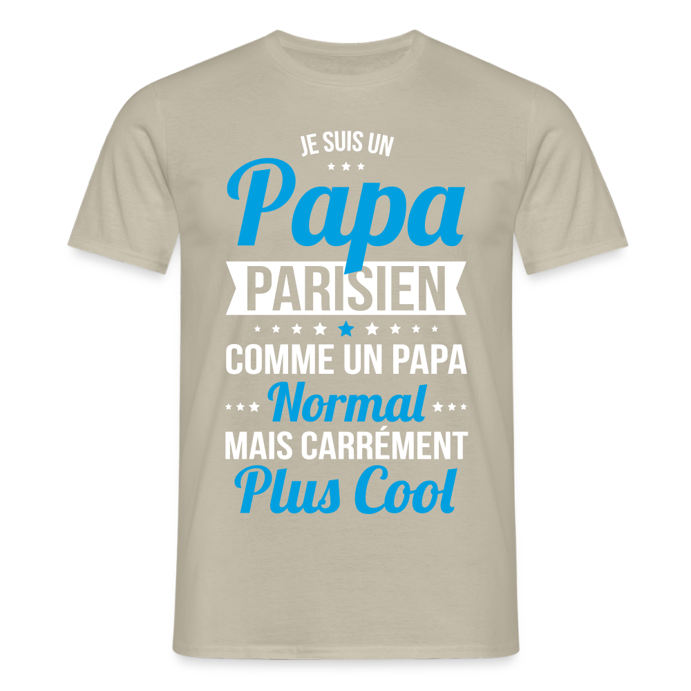 T-shirt Homme - Papa Parisien Plus Cool - beige sable