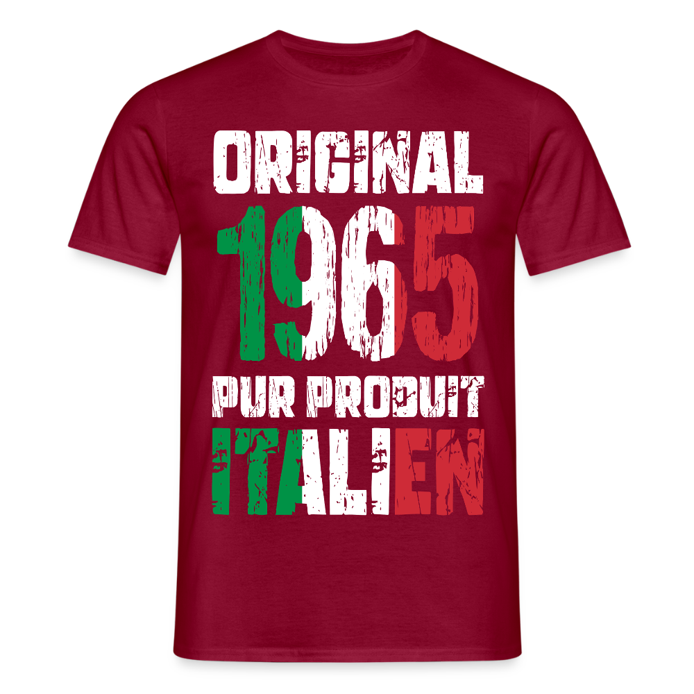 T-shirt Homme - Anniversaire 60 Ans - Original 1965 - Pur produit Italien - rouge brique