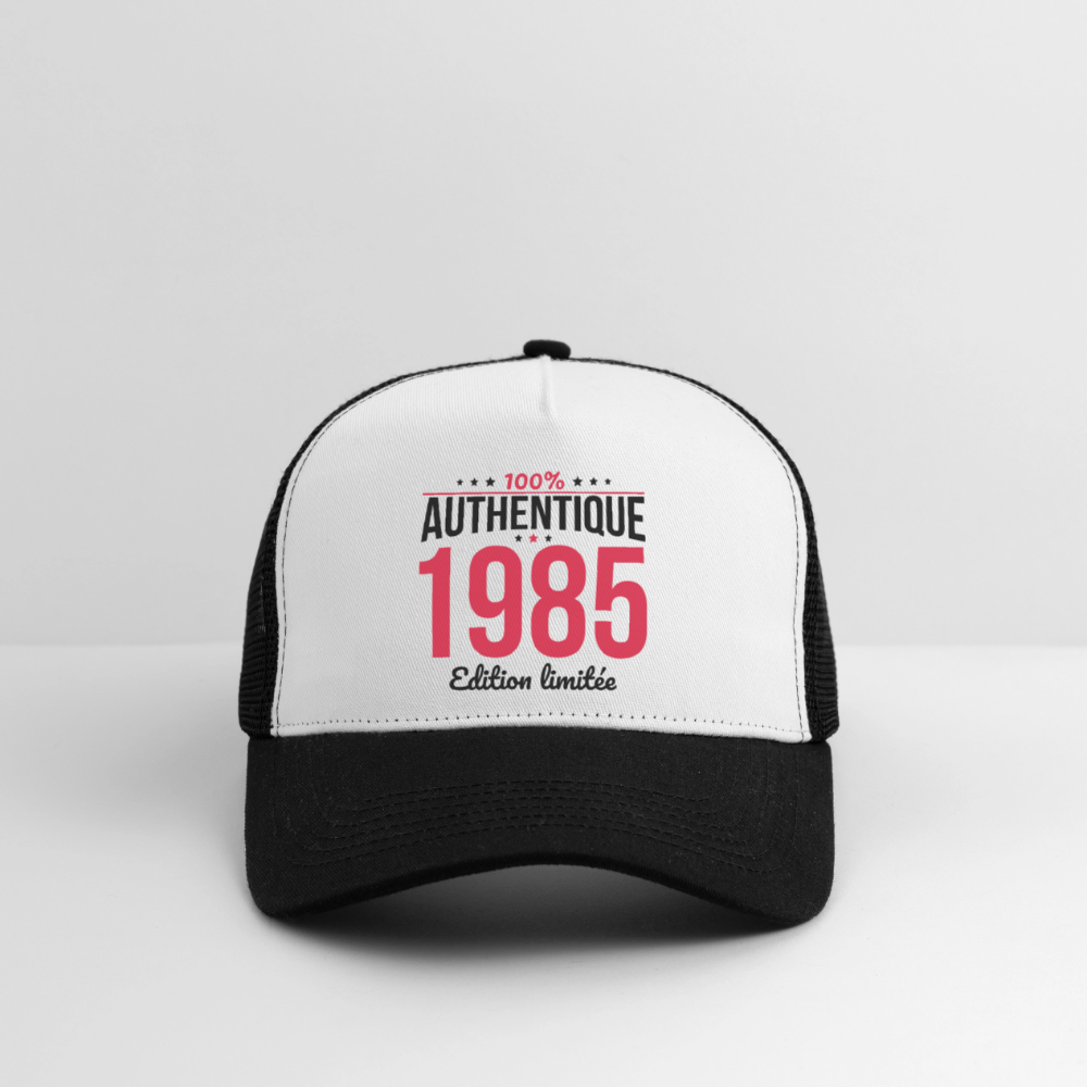 Casquette Trucker - Anniversaire 40 Ans - 100% Authentique 1985 - blanc/noir