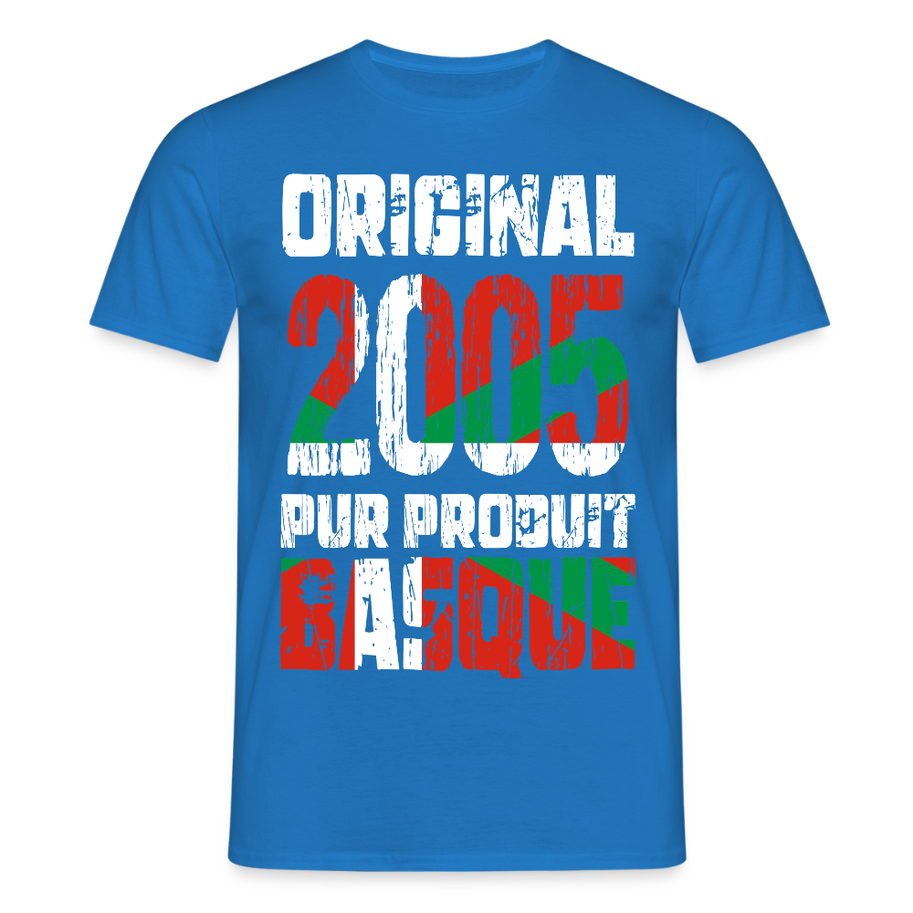 T-shirt Homme - Anniversaire 20 Ans - Original 2005 - Pur produit Basque - bleu royal