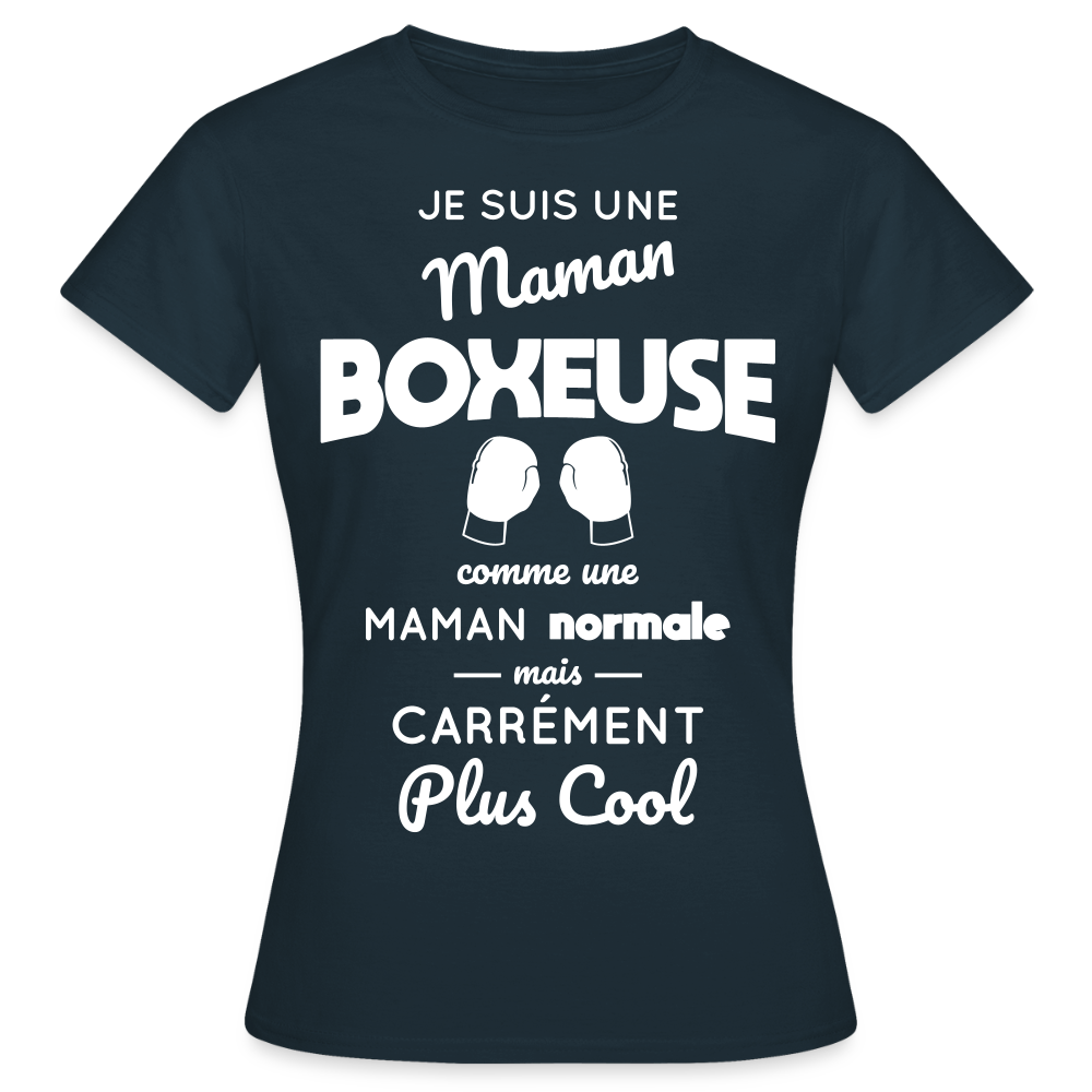 T-shirt Femme - Maman boxeuse plus cool - marine