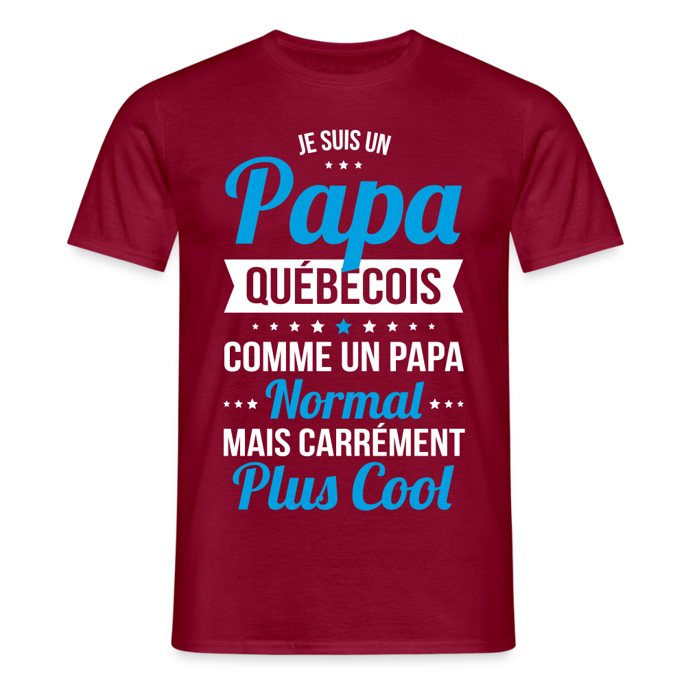 T-shirt Homme - Papa Québécois Plus Cool - rouge brique