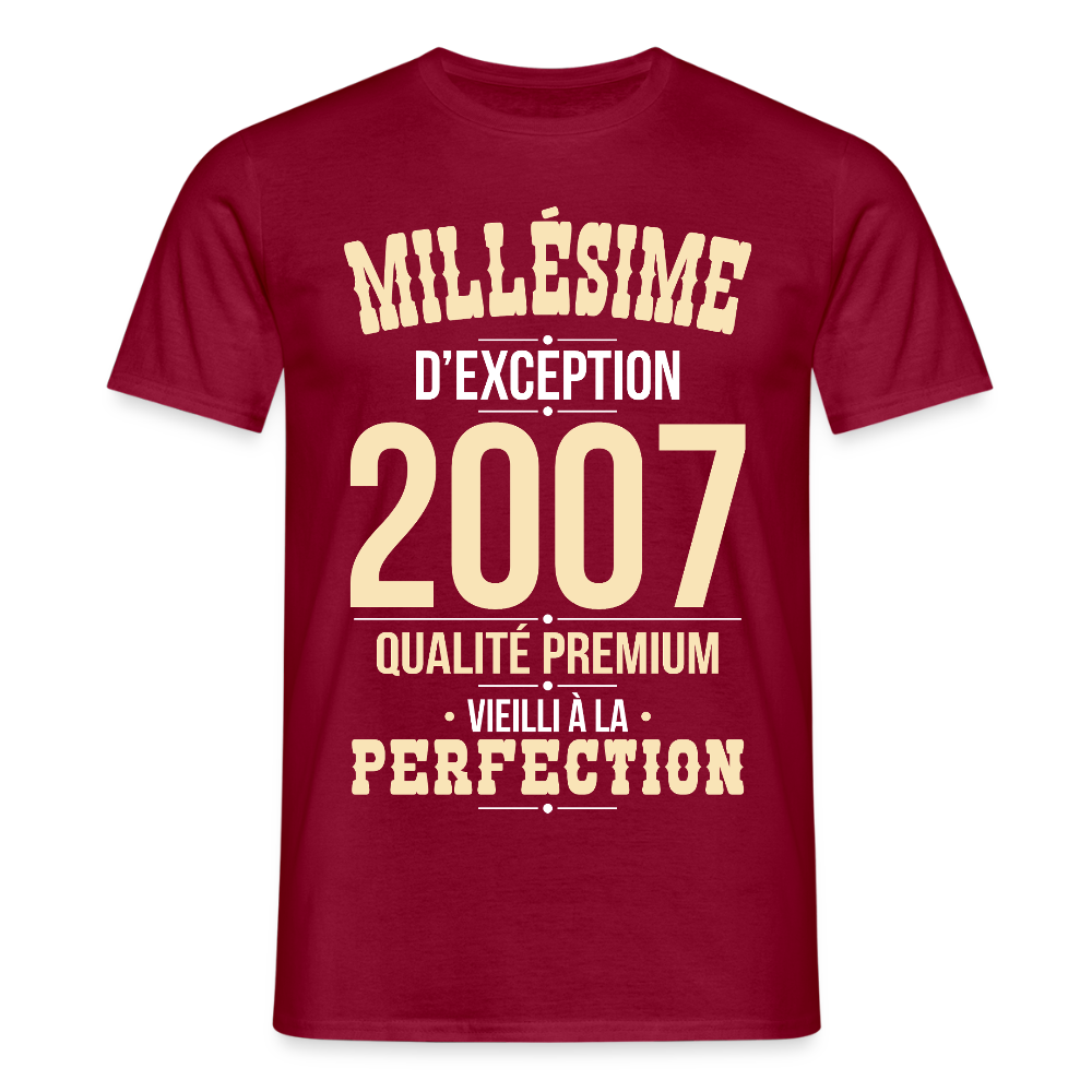 T-shirt Homme - Anniversaire 18 Ans - Millésime 2007 - rouge brique