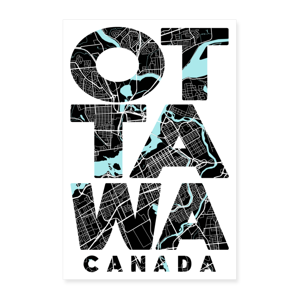 Poster Ottawa - Plan Ottawa - 40 x 60 cm - blanc