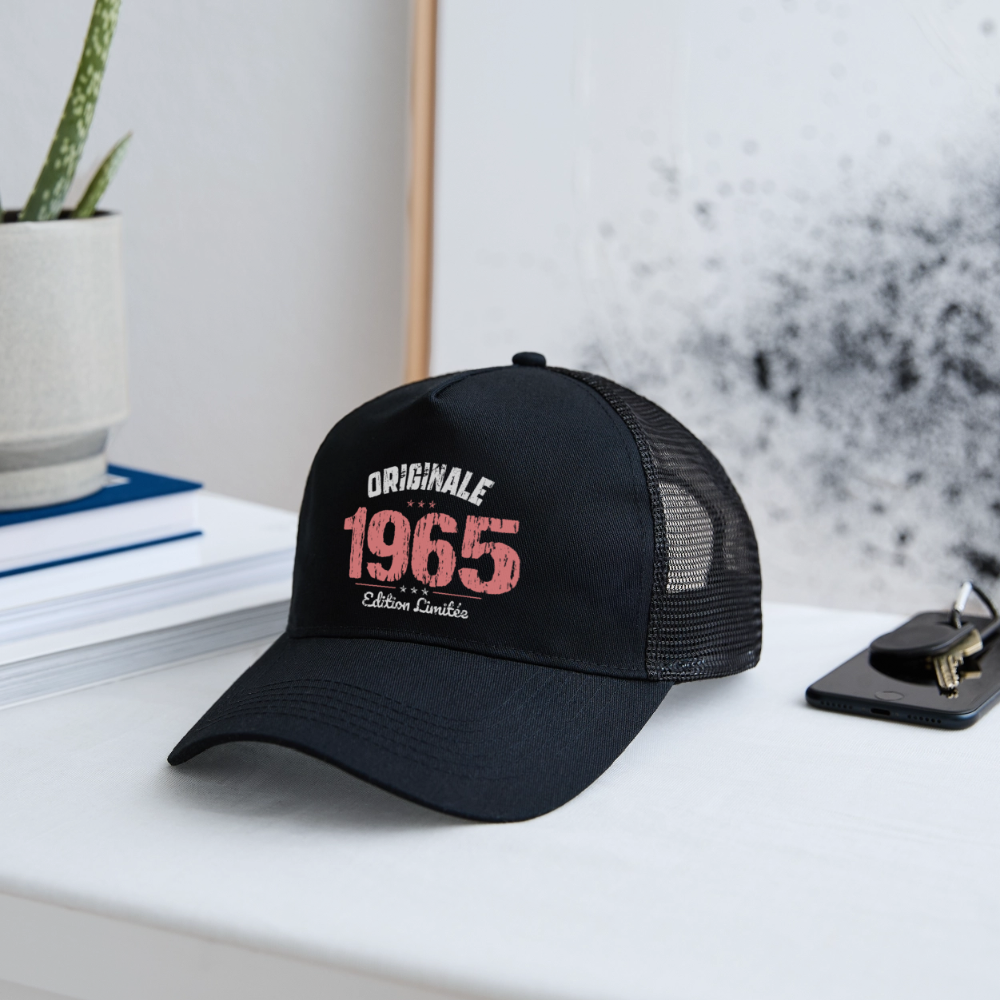 Casquette Trucker - Anniversaire 60 Ans - Originale 1965 - noir/noir