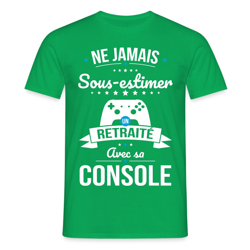 T-shirt Homme - Ne jamais sous-estimer un retraité avec sa console - vert