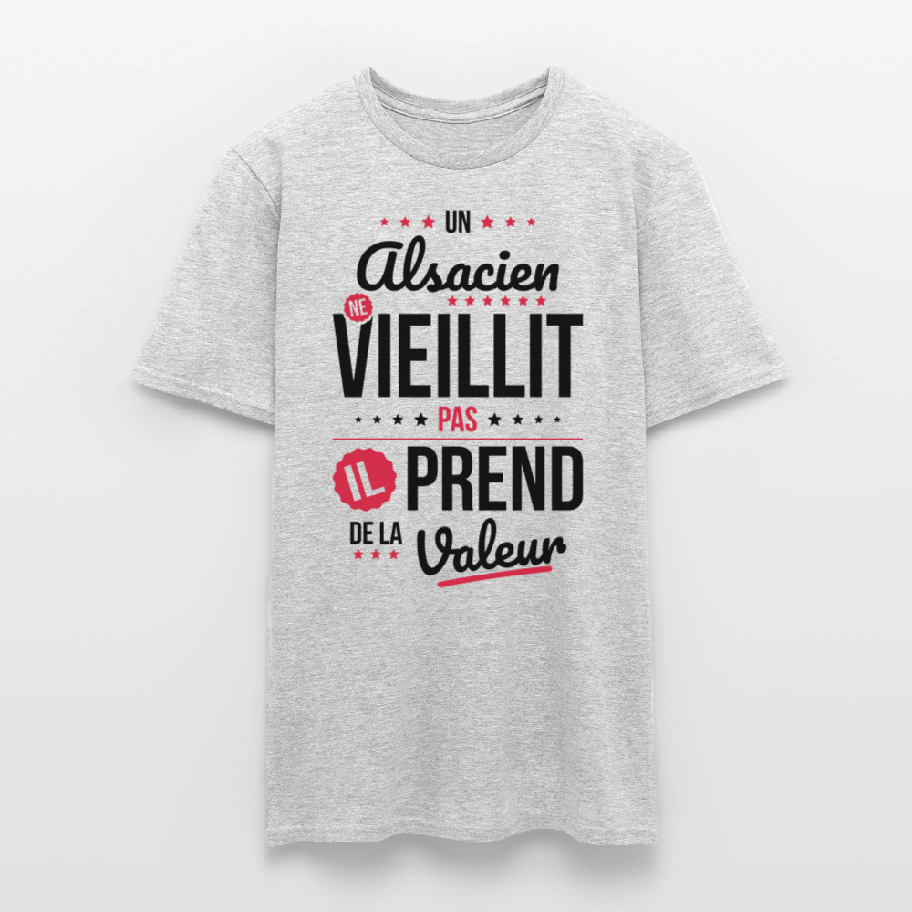 T-shirt Homme - Un Alsacien ne vieillit pas - gris chiné